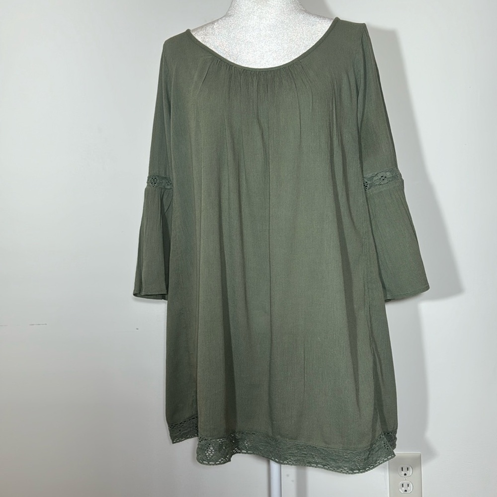 Aerie Green Long Sleeve Babydoll Mini Dress - Small